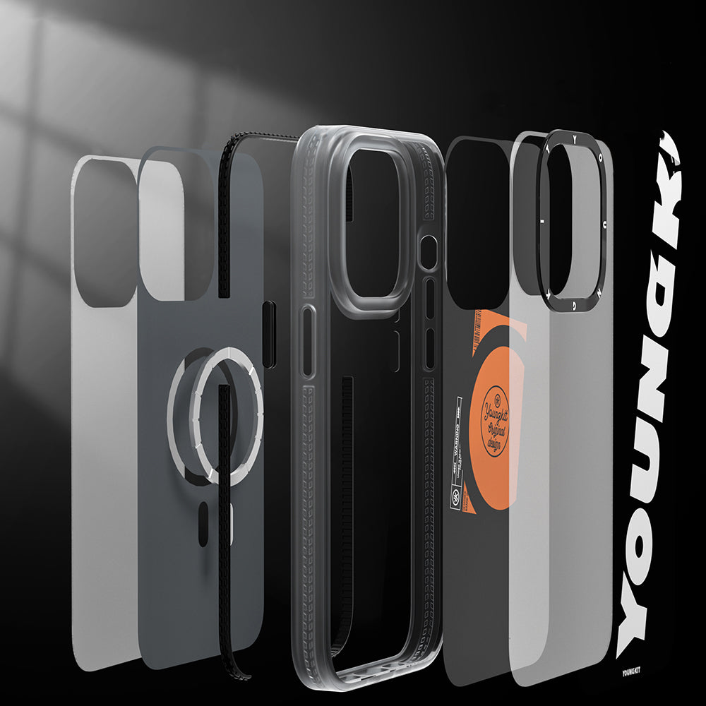 Apple iPhone 13 Pro Max Kılıf M-safe Şarj Özellikli Youngkit Binfen Serisi Yazı Temalı Kapak Pembe