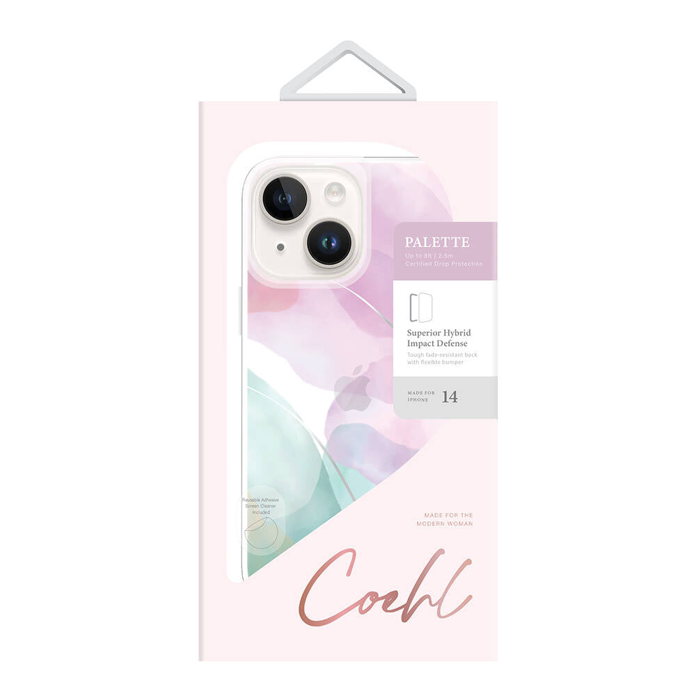Apple iPhone 14 Kılıf Dalgalı Çizgi Desenli Coehl Palette Kapak Lila