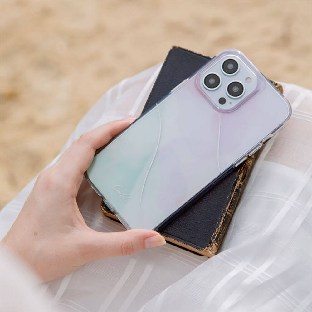 Apple iPhone 14 Kılıf Dalgalı Çizgi Desenli Coehl Palette Kapak Lila