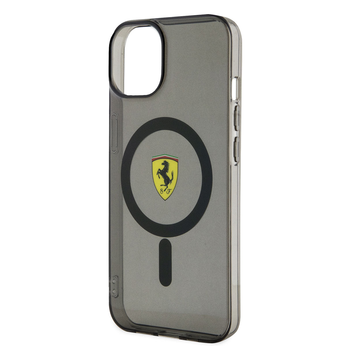 Apple iPhone 14 Kılıf Ferrari M-safe Şarj Özellikli Yarı Transparan Dizayn Kapak Siyah