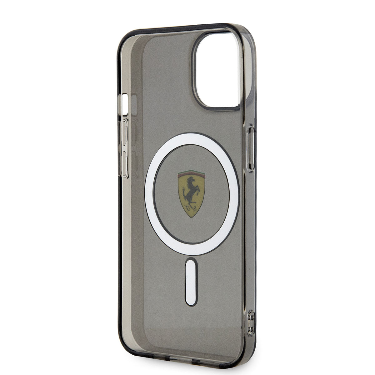 Apple iPhone 14 Kılıf Ferrari M-safe Şarj Özellikli Yarı Transparan Dizayn Kapak Siyah