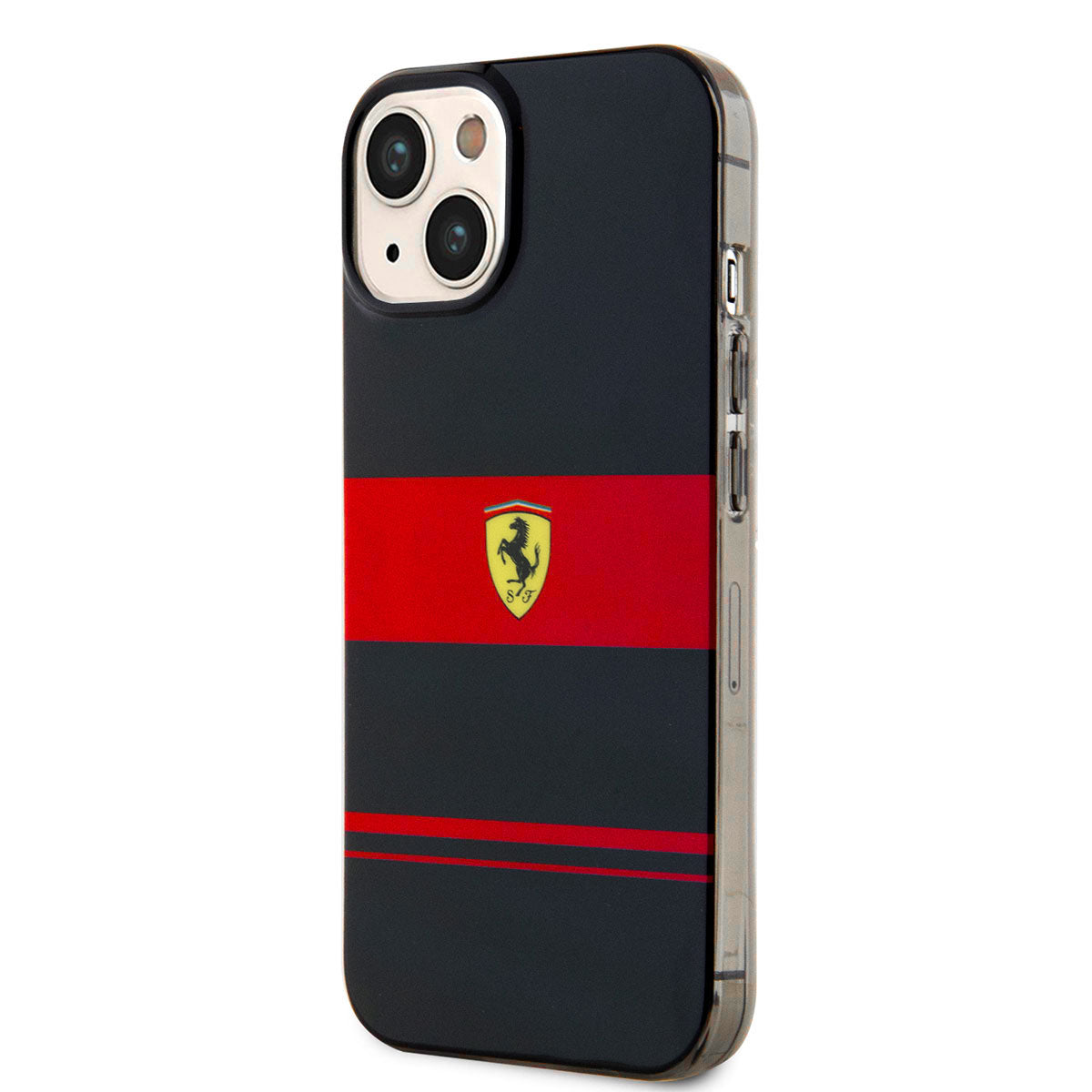 Apple iPhone 14 Kılıf Ferrari Orjinal Lisanslı M-safe Şarj Özellikli Yatay Çizgili Dizayn Kapak Siyah
