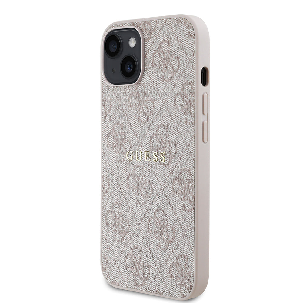 Apple iPhone 14 Kılıf Guess Orjinal Lisanslı M-safe Şarj Özellikli 4G Desen Yazı Logolu Kapak Siyah