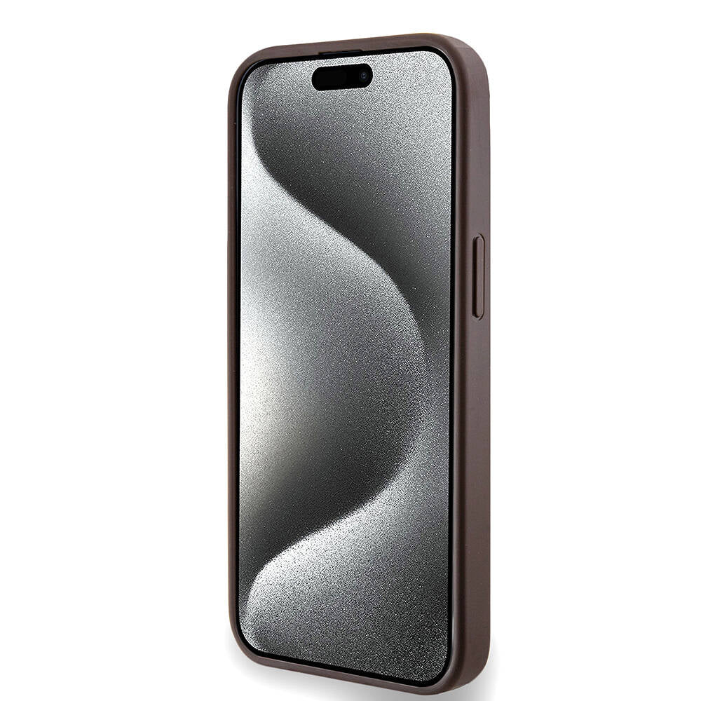 Apple iPhone 14 Kılıf Guess Orjinal Lisanslı M-safe Şarj Özellikli PU Halkalı 4G Desenli Yazı Logolu Kapak Siyah