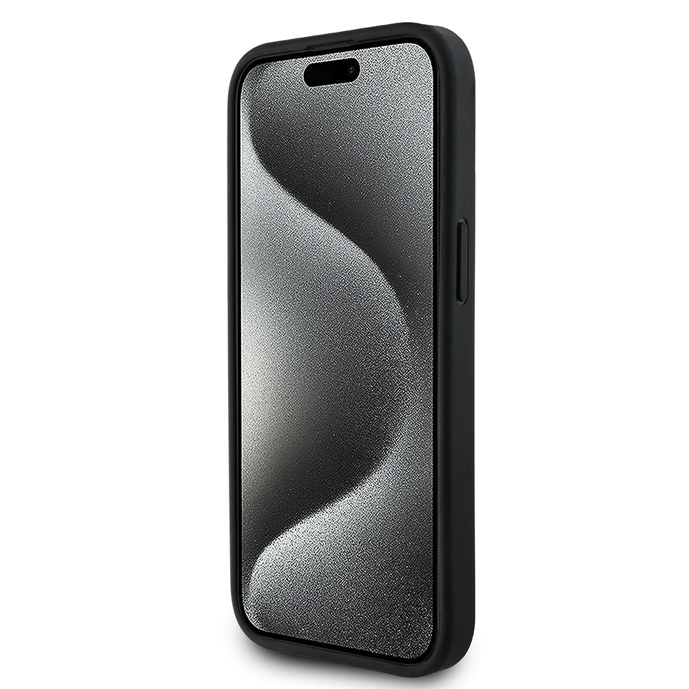 Apple iPhone 14 Kılıf Guess Orjinal Lisanslı M-safe Şarj Özellikli PU Üçgen Logo 4G Desenli Kapak Kahverengi