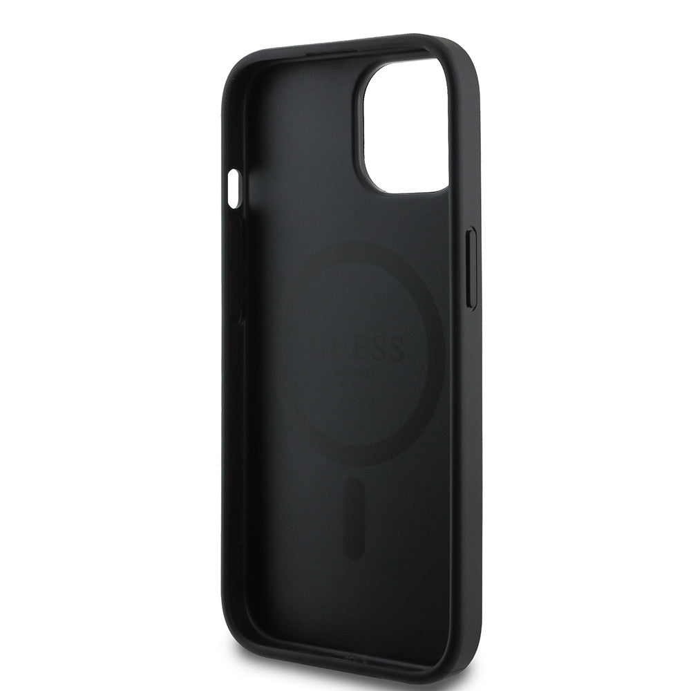 Apple iPhone 14 Kılıf Guess Orjinal Lisanslı M-safe Şarj Özellikli Small 4G Classic Kapak Kahverengi