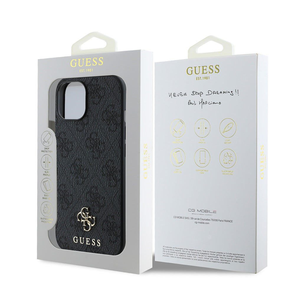 Apple iPhone 14 Kılıf Guess Orjinal Lisanslı M-safe Şarj Özellikli Small 4G Classic Kapak Kahverengi