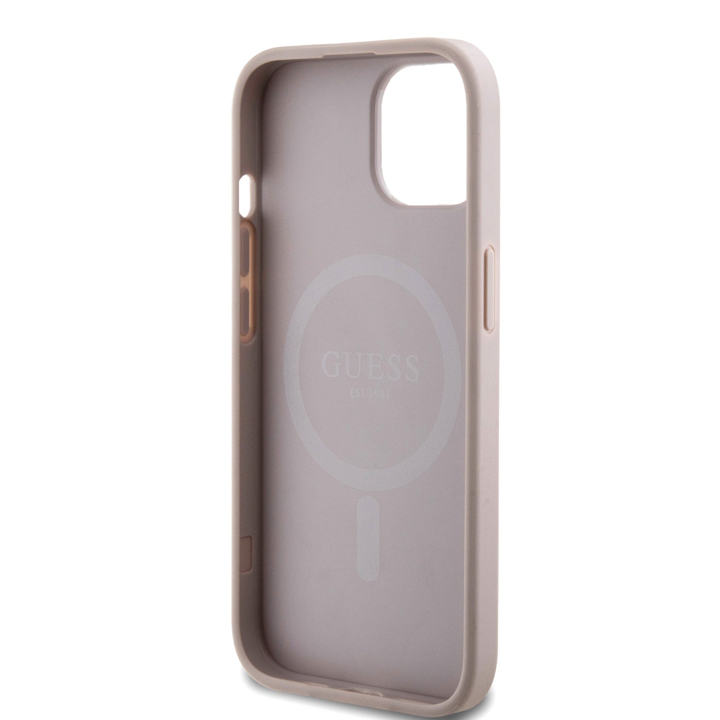 Apple iPhone 14 Kılıf Guess Orjinal Lisanslı M-safe Şarj Özellikli Small 4G Classic Kapak Kahverengi