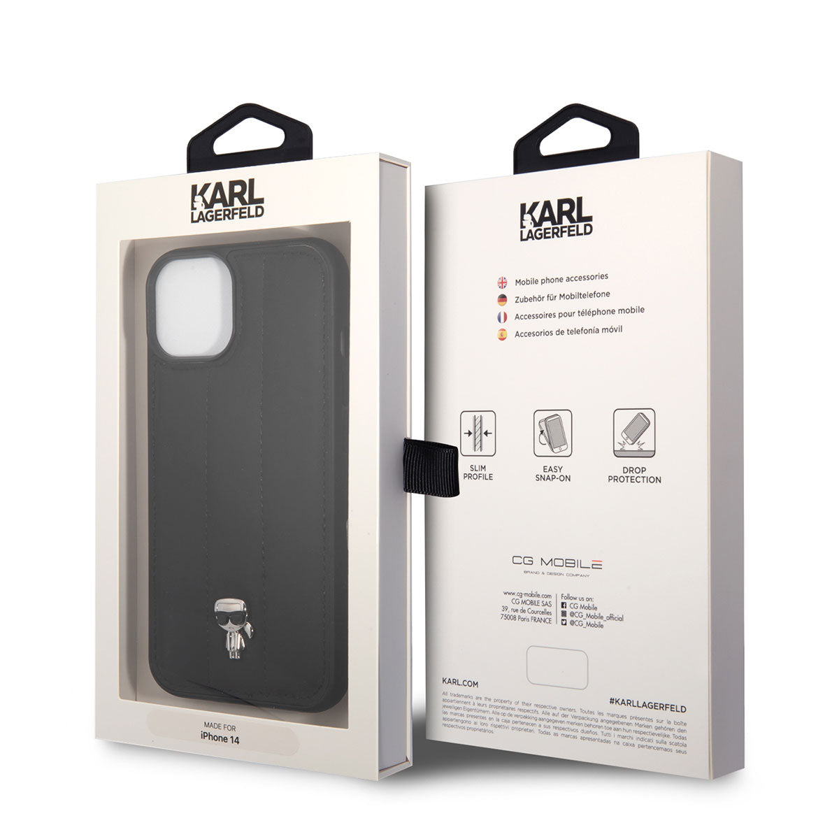 Apple iPhone 14 Kılıf Karl Lagerfeld Nylon Puffy Airbag Karl Dizayn Kapak Siyah
