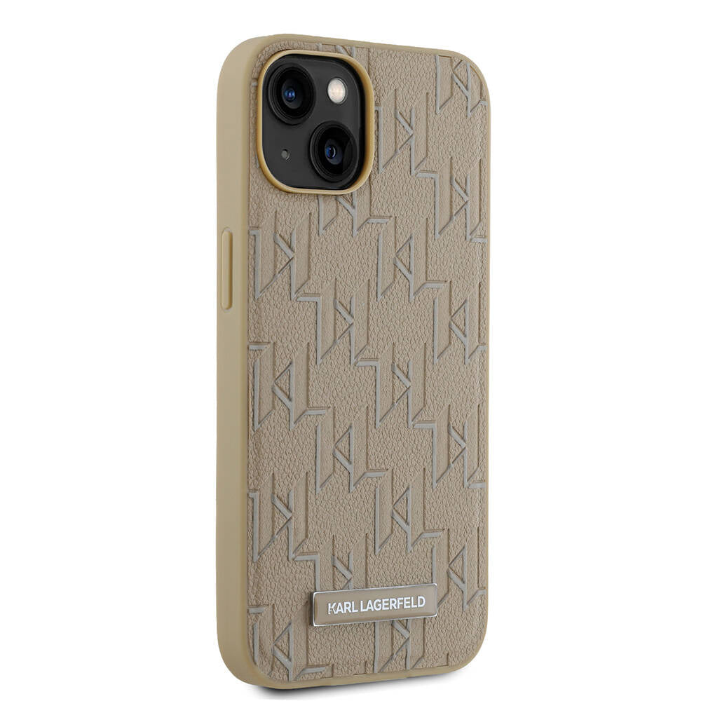 Apple iPhone 14 Kılıf Karl Lagerfeld Orjinal Lisanslı M-safe Şarj Özellikli KL Yazılı Hot Stamp Kapak Siyah