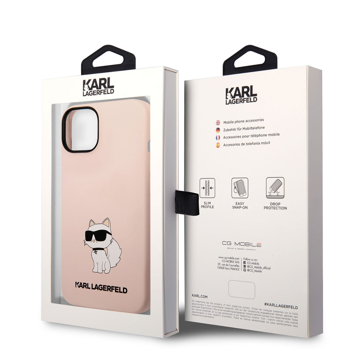 Apple iPhone 14 Kılıf Karl Lagerfeld Silikon Choupette Dizayn Kapak Pembe