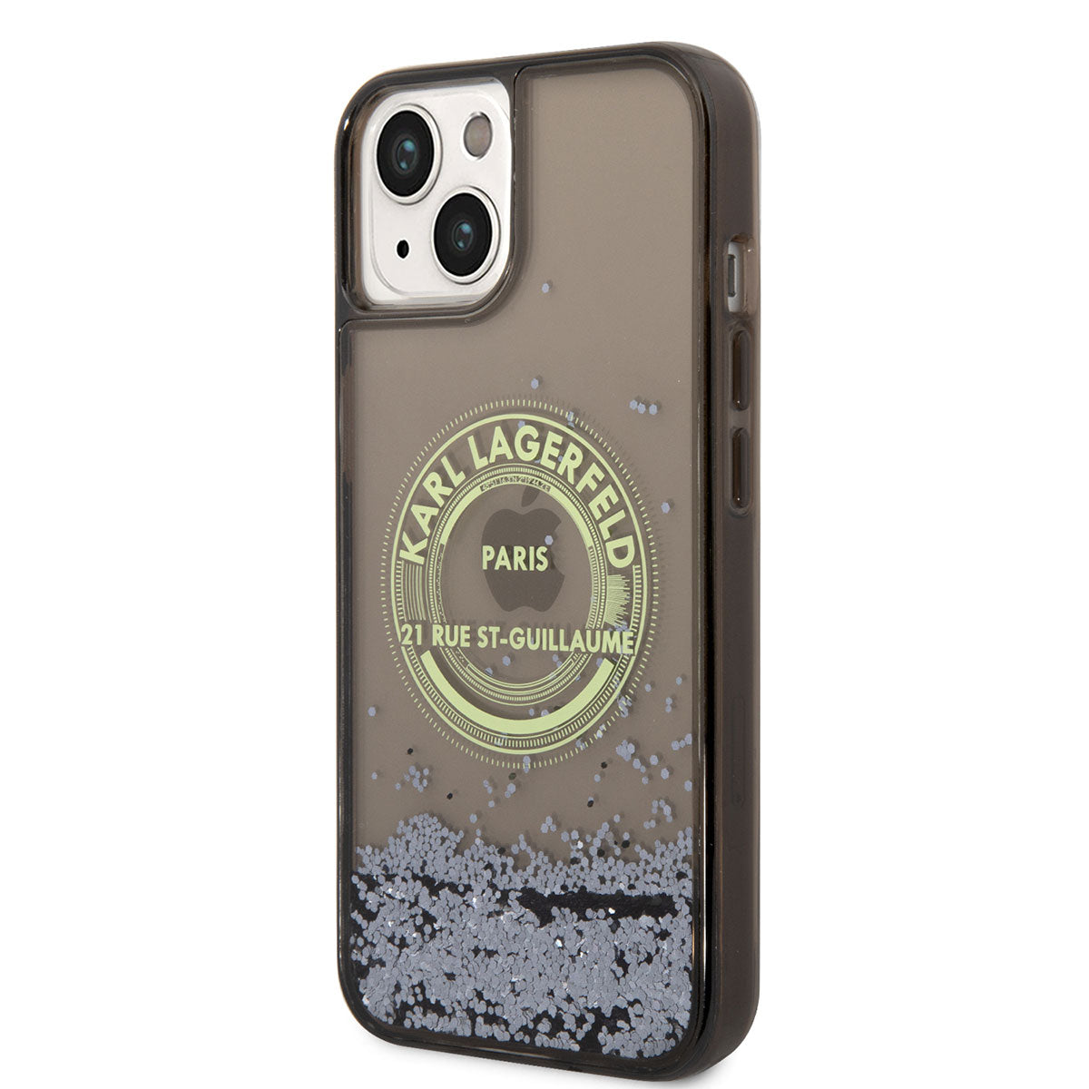 Apple iPhone 14 Kılıf Karl Lagerfeld Sıvılı Simli RSG Dizayn Kapak Pembe