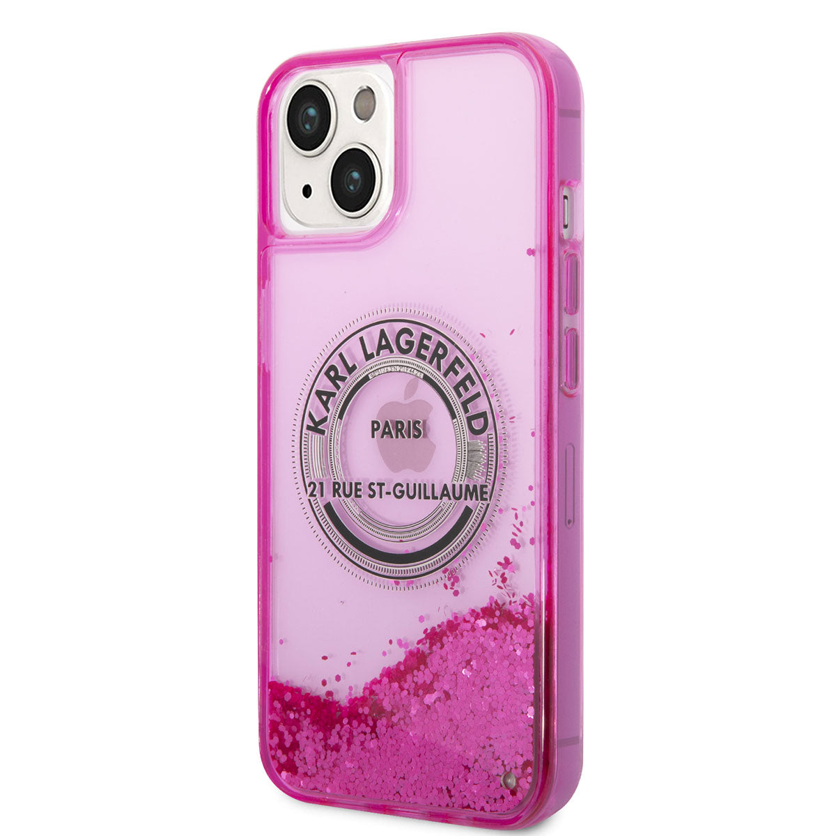Apple iPhone 14 Kılıf Karl Lagerfeld Sıvılı Simli RSG Dizayn Kapak Pembe