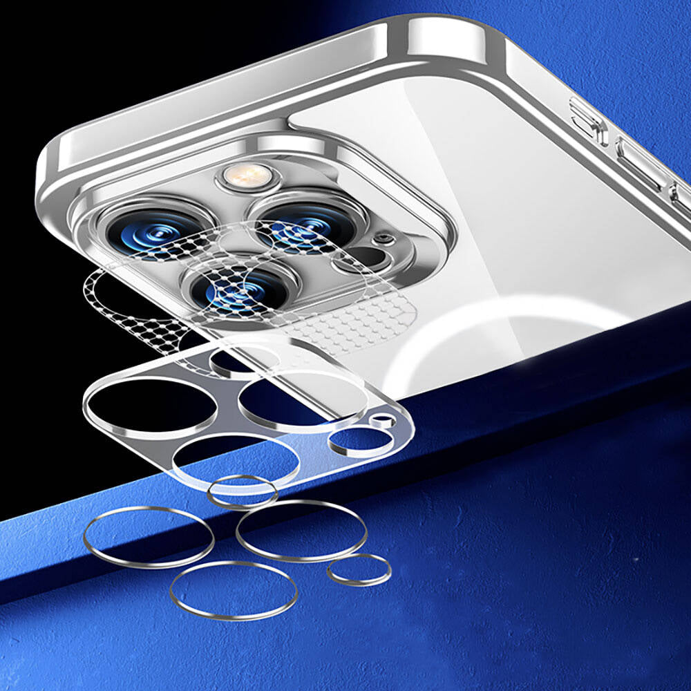 Apple iPhone 14 Kılıf M-safe Şarj Özellikli Cam Yüzey Benks Electroplated Kapak Siyah