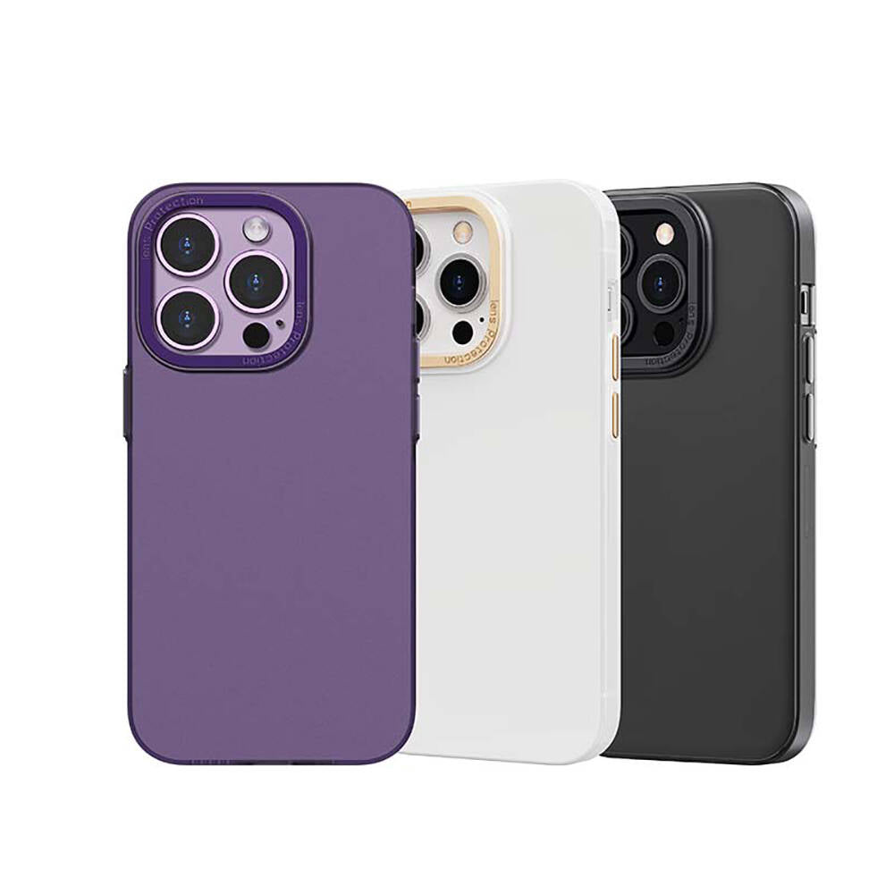 Apple iPhone 14 Kılıf Metal Kamera Çerçeveli Recci Glaze Serisi Kapak Siyah