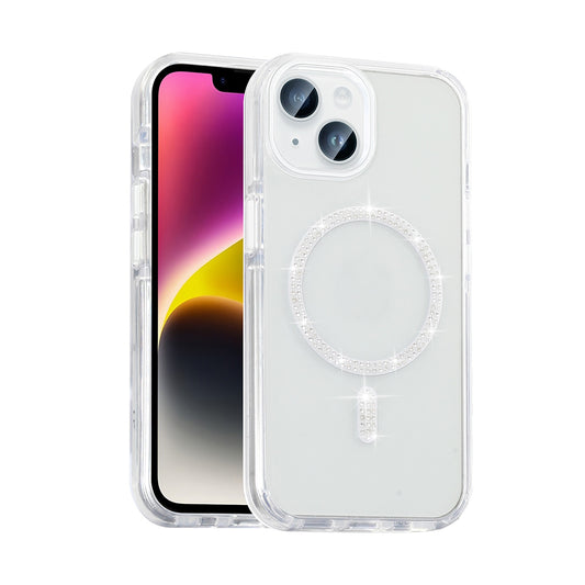 Apple iPhone 14 Kılıf Taşlı Tasarım M-safe Şarj Özellikli Zore Koment Silikon Kapak