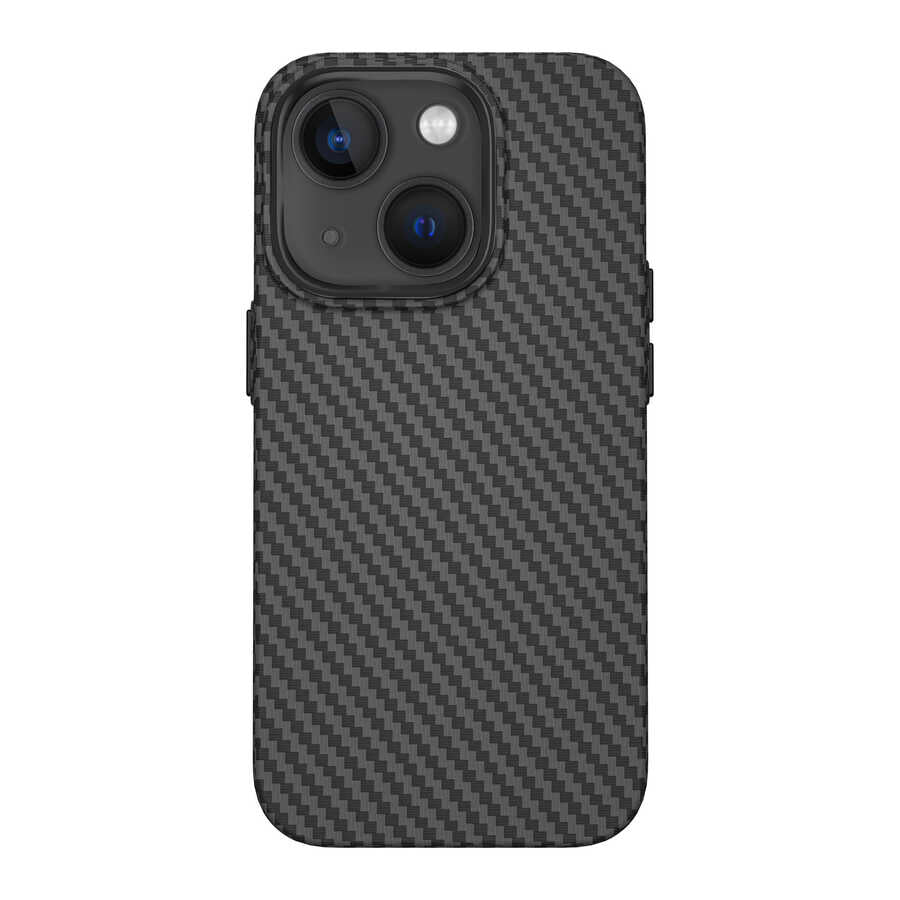 Apple iPhone 14 Kılıf Wiwu Karbon Fiber Görünümlü M-safe Wireless Şarj Özellikli Kabon Kapak