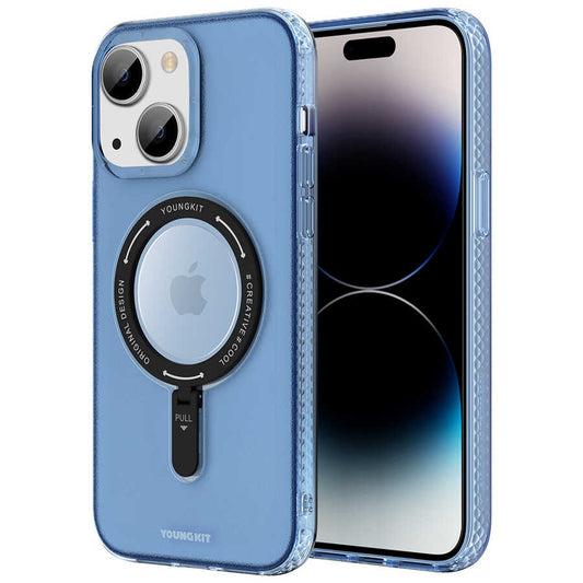 Apple iPhone 14 Plus Kılıf M-safe Şarj Özellikli Youngkit Rock Serisi Kapak Beyaz