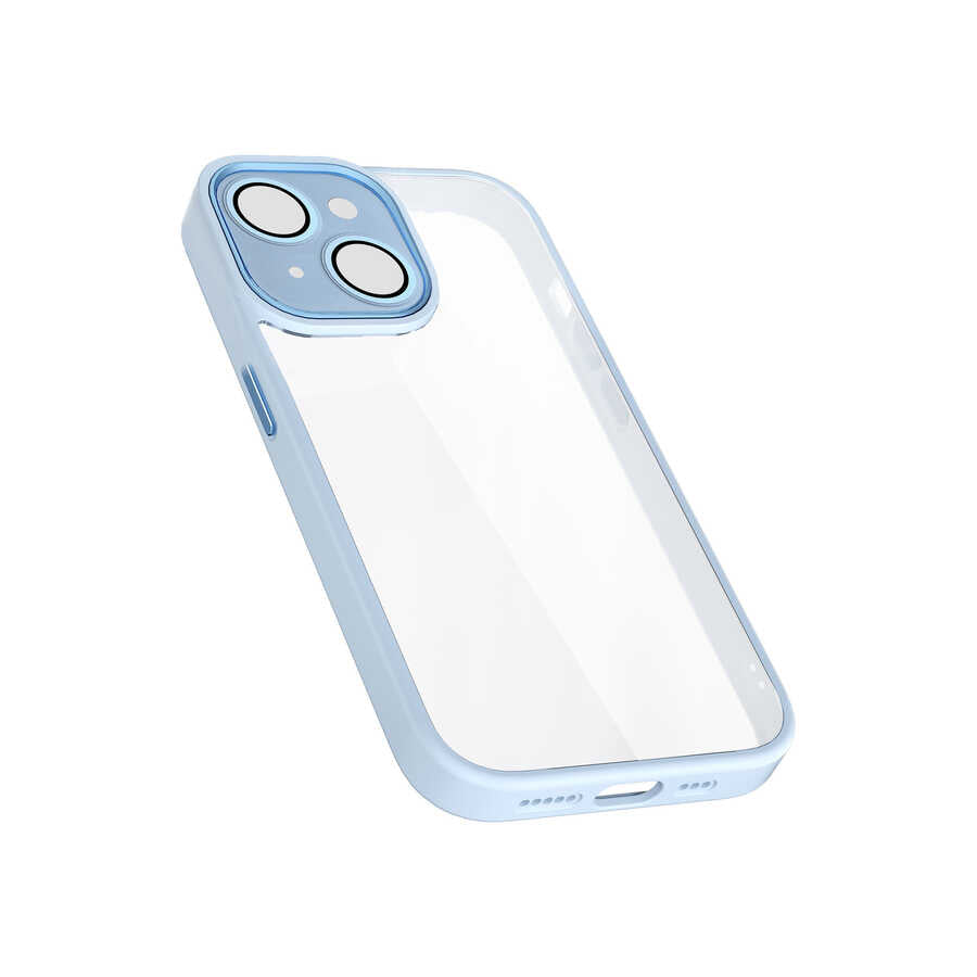 Apple iPhone 14 Plus Kılıf Wiwu VCC-104 Lens Korumalı Renkli Kenar Arkası Şeffaf Vivid Clear Kapak Siyah