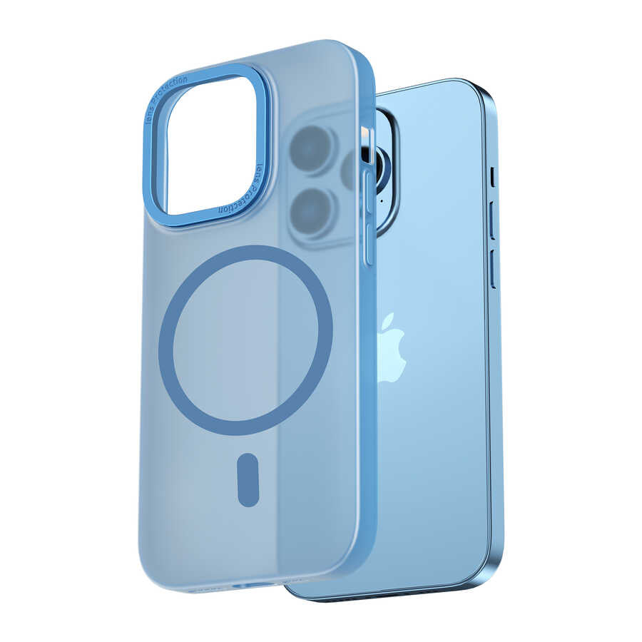 Apple iPhone 14 Plus Wiwu Frosted Magnetic Buzlu Sert PC Kapak Derin Mor