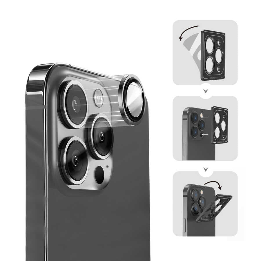 Apple iPhone 14 Plus Wiwu Lens Guard Metal Kamera Lens Koruyucu Siyah