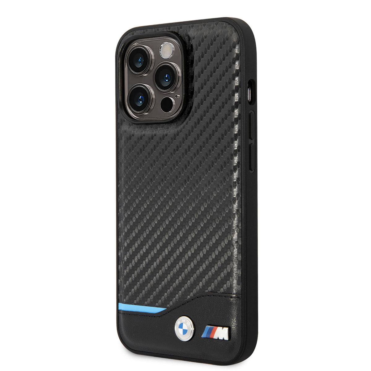 Apple iPhone 14 Pro Kılıf BMW PU Deri Ve Karbon Dizayn Kapak Siyah