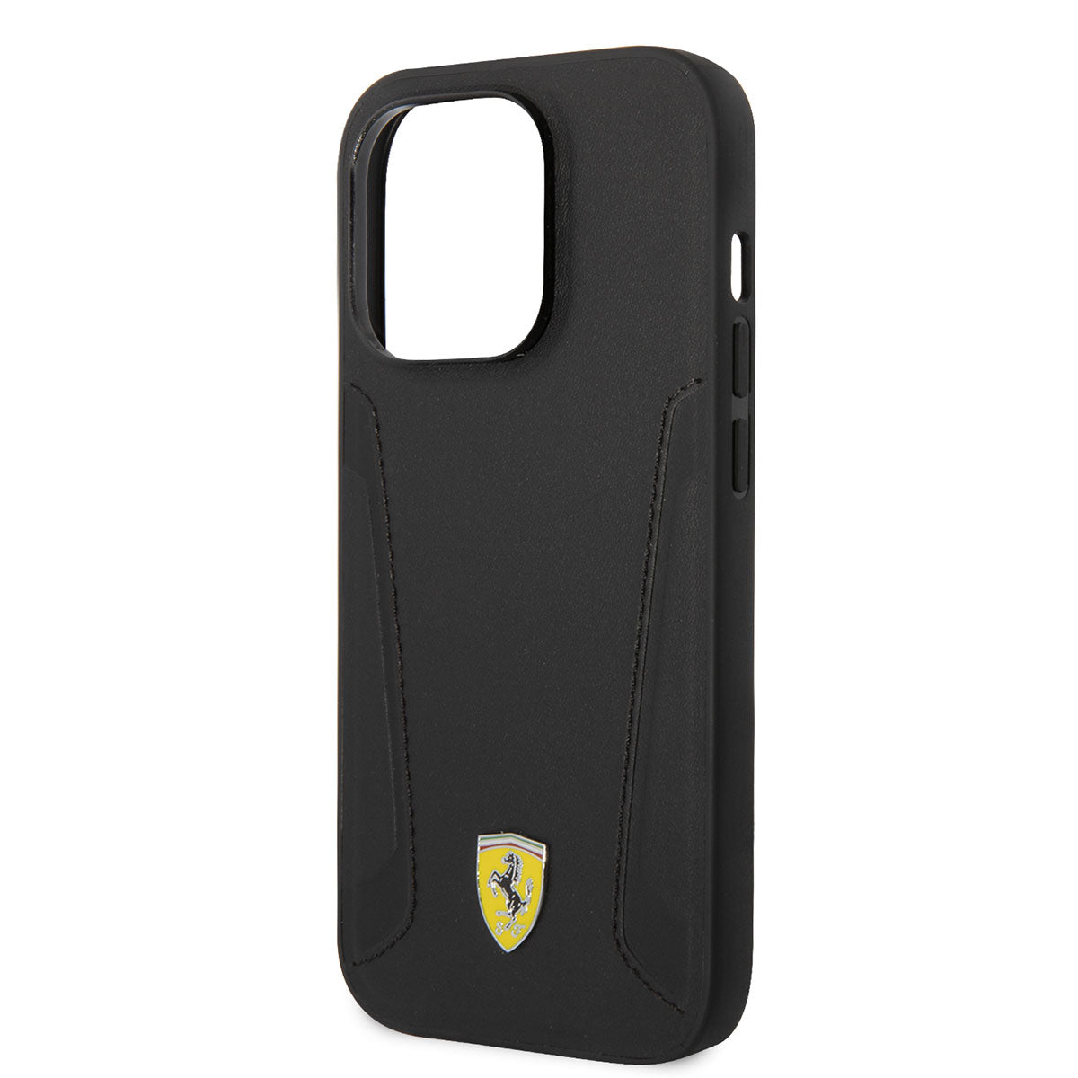 Apple iPhone 14 Pro Kılıf Ferrari M-safe Şarj Özellikli Deri Kenarları Damgalı Dizayn Kapak Kırmızı