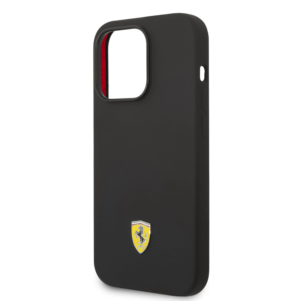 Apple iPhone 14 Pro Kılıf Ferrari M-safe Şarj Özellikli Silikon Metal Logo Dizayn Kapak Kırmızı