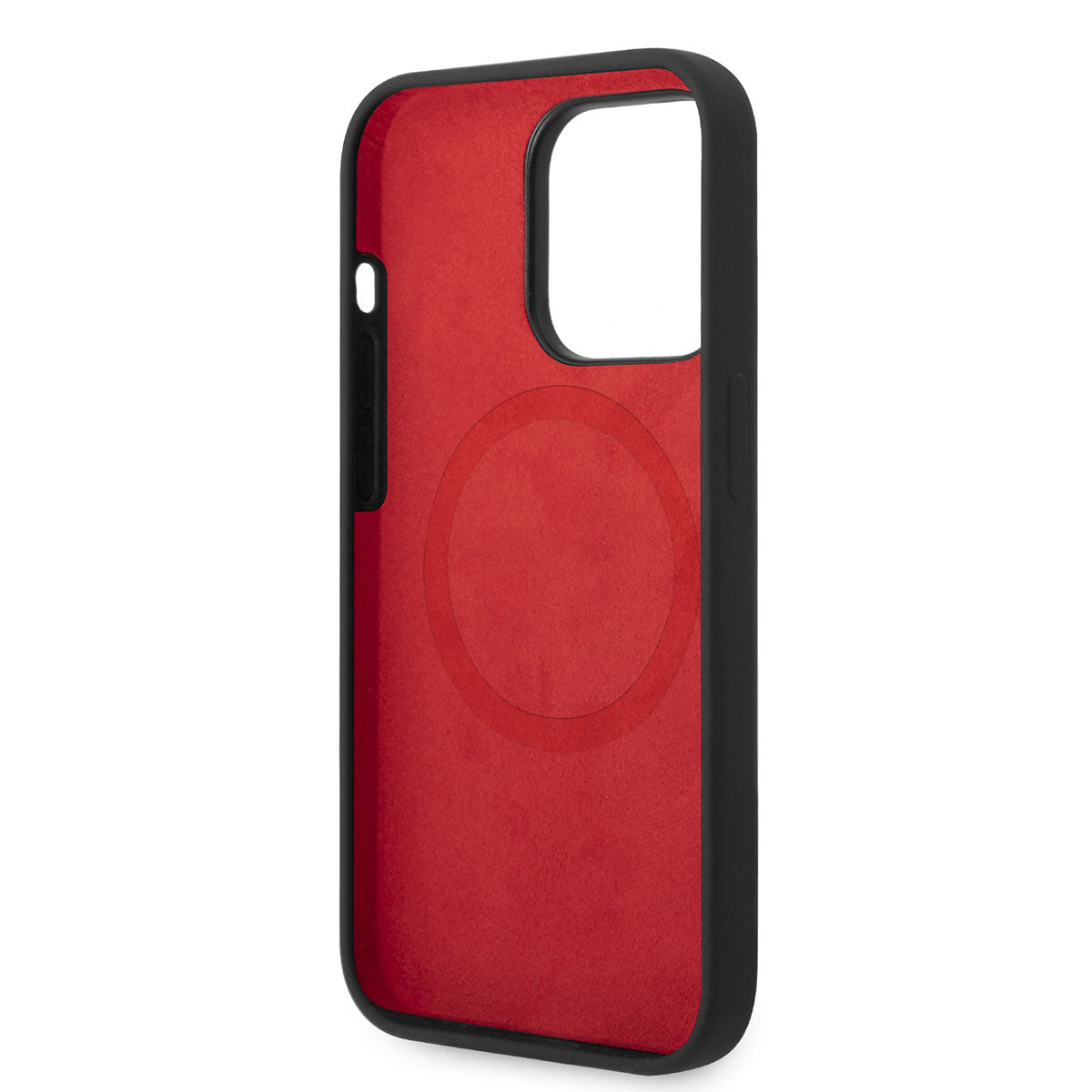 Apple iPhone 14 Pro Kılıf Ferrari M-safe Şarj Özellikli Silikon Metal Logo Dizayn Kapak Kırmızı