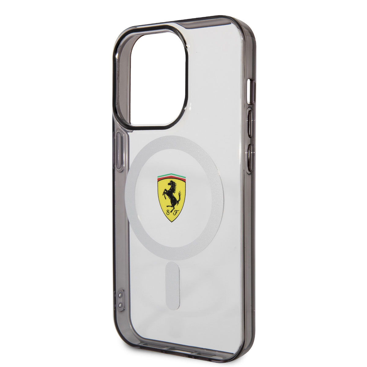 Apple iPhone 14 Pro Kılıf Ferrari M-safe Şarj Özellikli Transparan Dizayn Kapak Renksiz