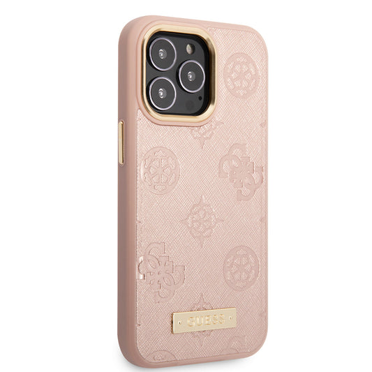 Apple iPhone 14 Pro Kılıf GUESS M-safe Şarj Özellikli PU Deri Metal Logolu Kapak