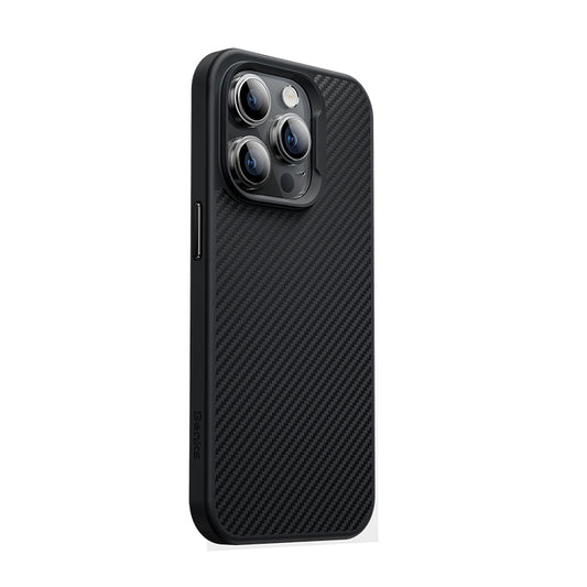 Apple iPhone 14 Pro Kılıf Karbon Fiber M-safe Şarj Özellikli Benks 600D Hybrid Kevlar Kapak