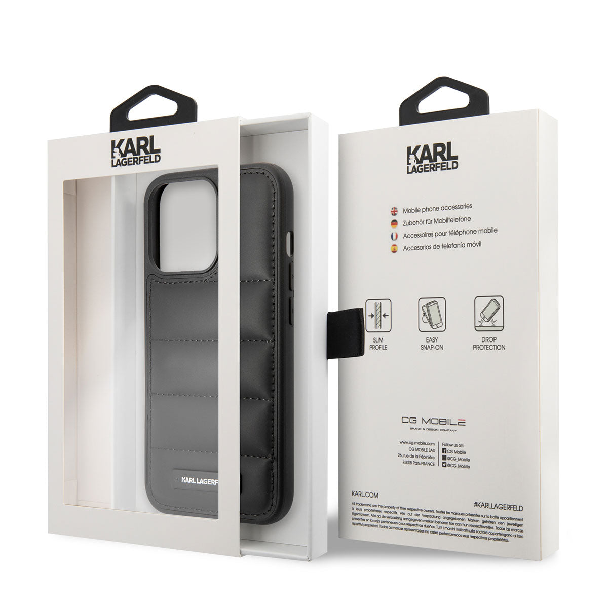 Apple iPhone 14 Pro Kılıf Karl Lagerfeld Nylon Puffy Airbag Dizayn Kapak Siyah