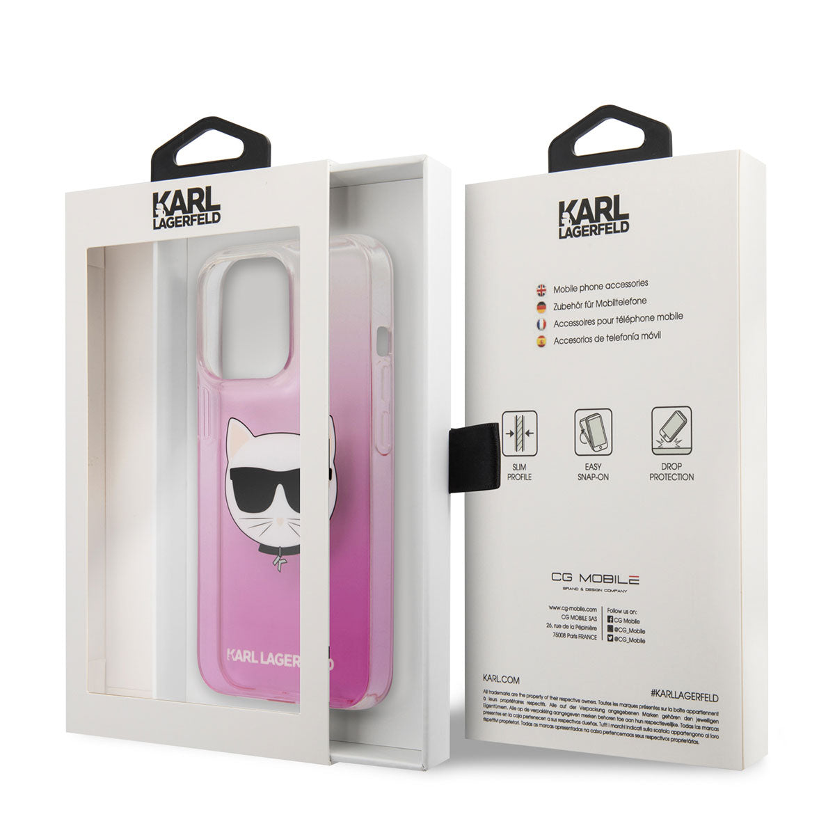 Apple iPhone 14 Pro Kılıf Karl Lagerfeld Sert TPU Choupette Dizayn Kapak Pembe