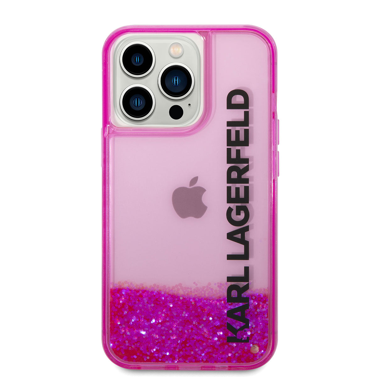 Apple iPhone 14 Pro Kılıf Karl Lagerfeld Sıvılı Simli Elong Dizayn Kapak Pembe