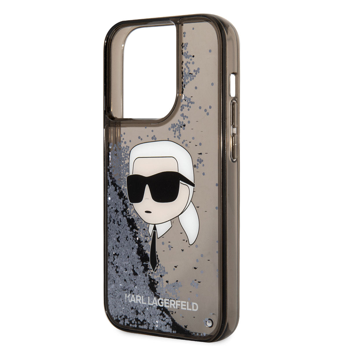 Apple iPhone 14 Pro Kılıf Karl Lagerfeld Sıvılı Simli Karl Head Dizayn Kapak Pembe