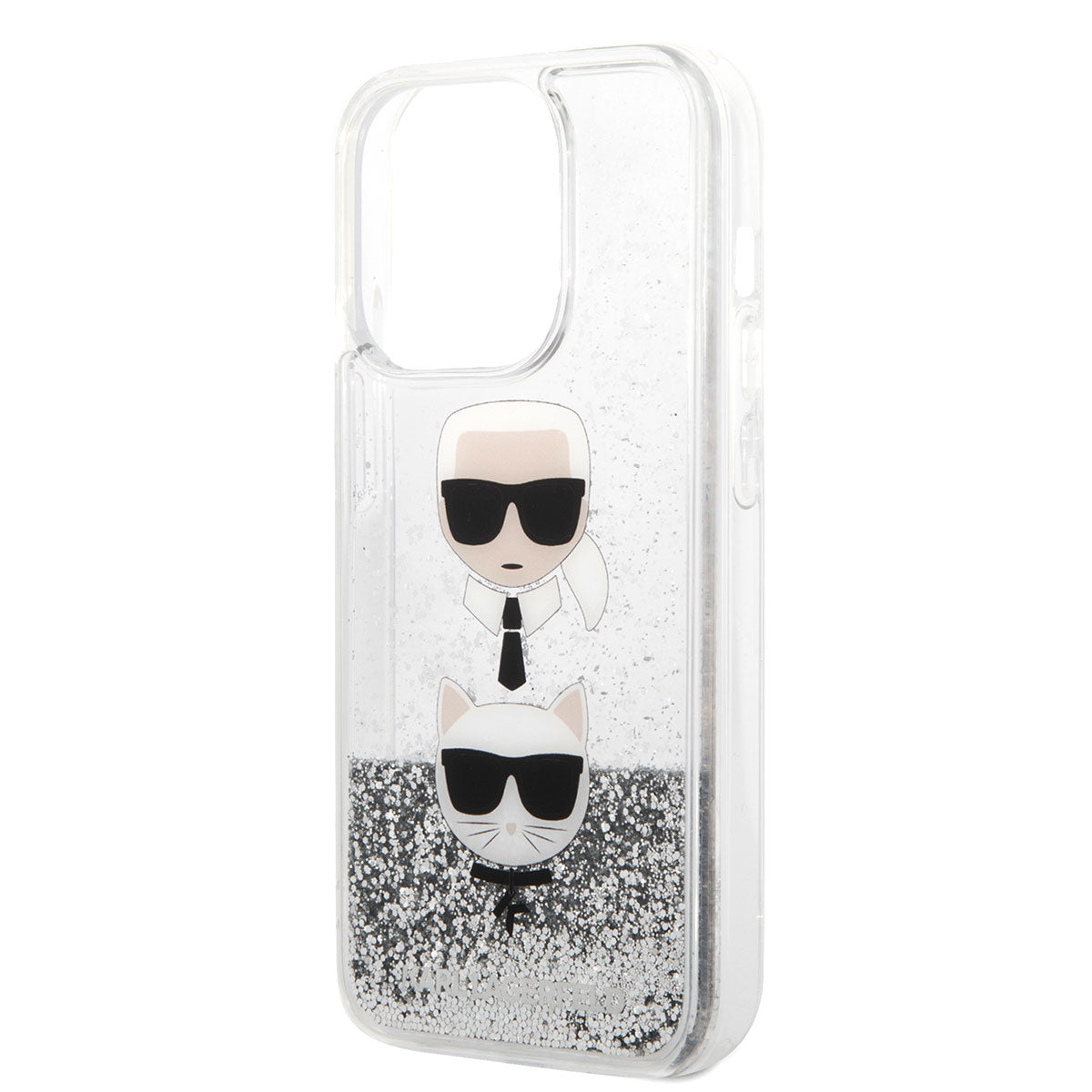 Apple iPhone 14 Pro Kılıf Karl Lagerfeld Sıvılı Simli K&C Head Dizayn Kapak Gold