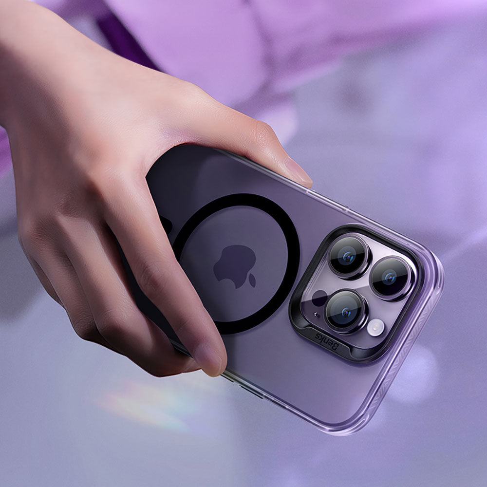 Apple iPhone 14 Pro Kılıf M-safe Şarj Özellikli Benks Lucid Armor Kapak Derin Mor