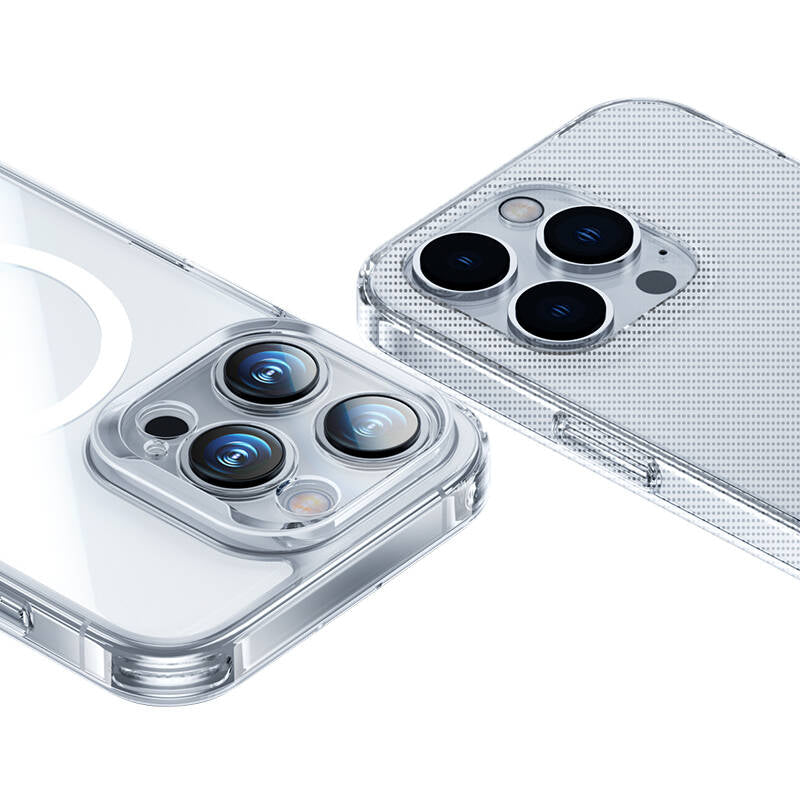 Apple iPhone 14 Pro Kılıf M-safe Şarj Özellikli Benks Magnetic Shiny Glass Serisi Kapak Renksiz