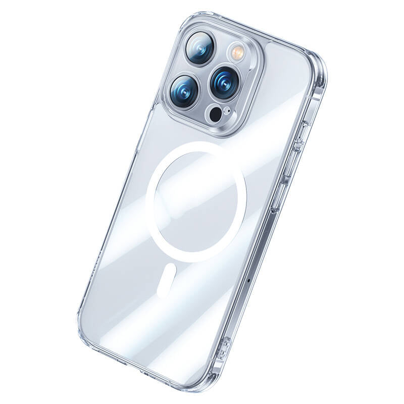 Apple iPhone 14 Pro Kılıf M-safe Şarj Özellikli Benks Magnetic Shiny Glass Serisi Kapak Renksiz