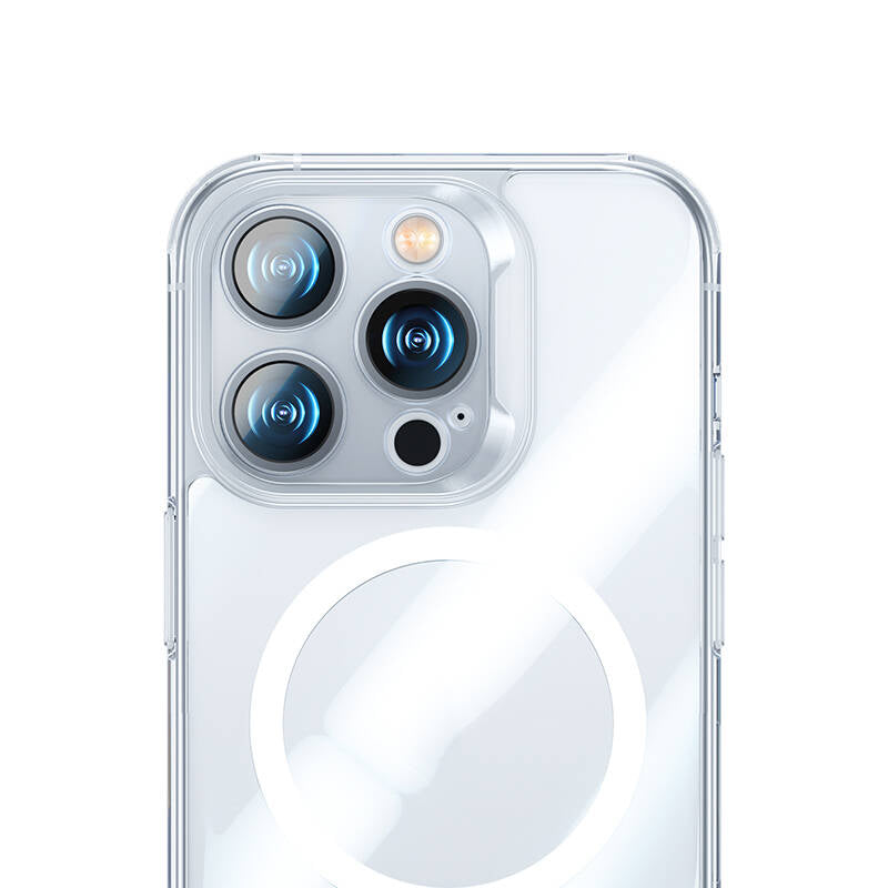 Apple iPhone 14 Pro Kılıf M-safe Şarj Özellikli Benks Magnetic Shiny Glass Serisi Kapak Renksiz