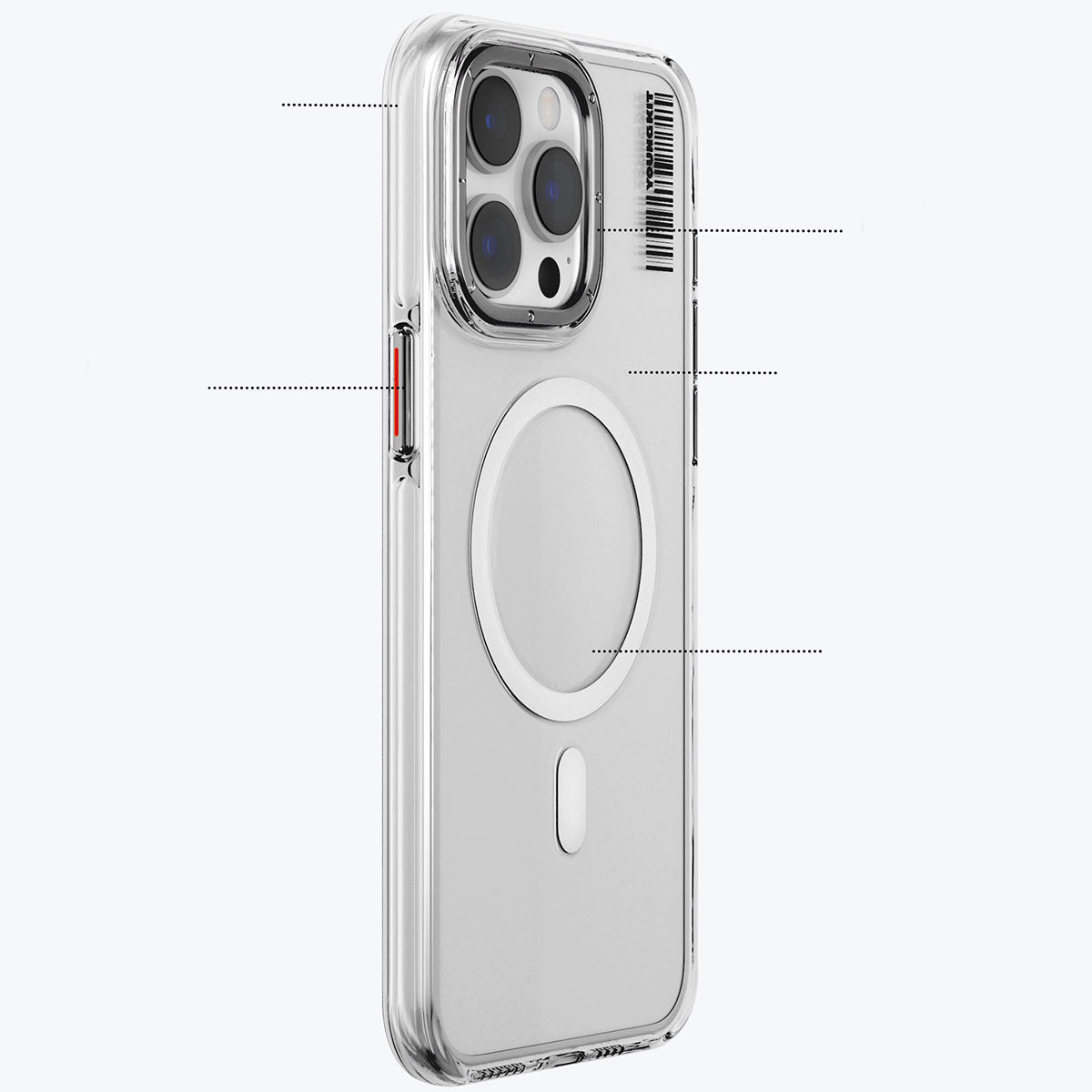 Apple iPhone 14 Pro Kılıf M-safe Şarj Özellikli Şeffaf Youngkit Crystal Shield Serisi Kapak Renksiz