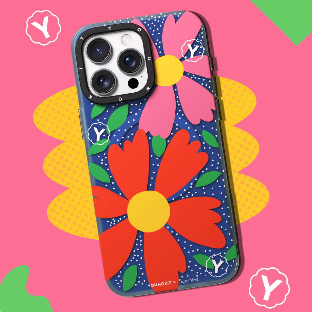 Apple iPhone 14 Pro Kılıf M-safe Şarj Özellikli Sunshine Tasarımlı Youngkit Colorful Serisi Kapak Kırmızı