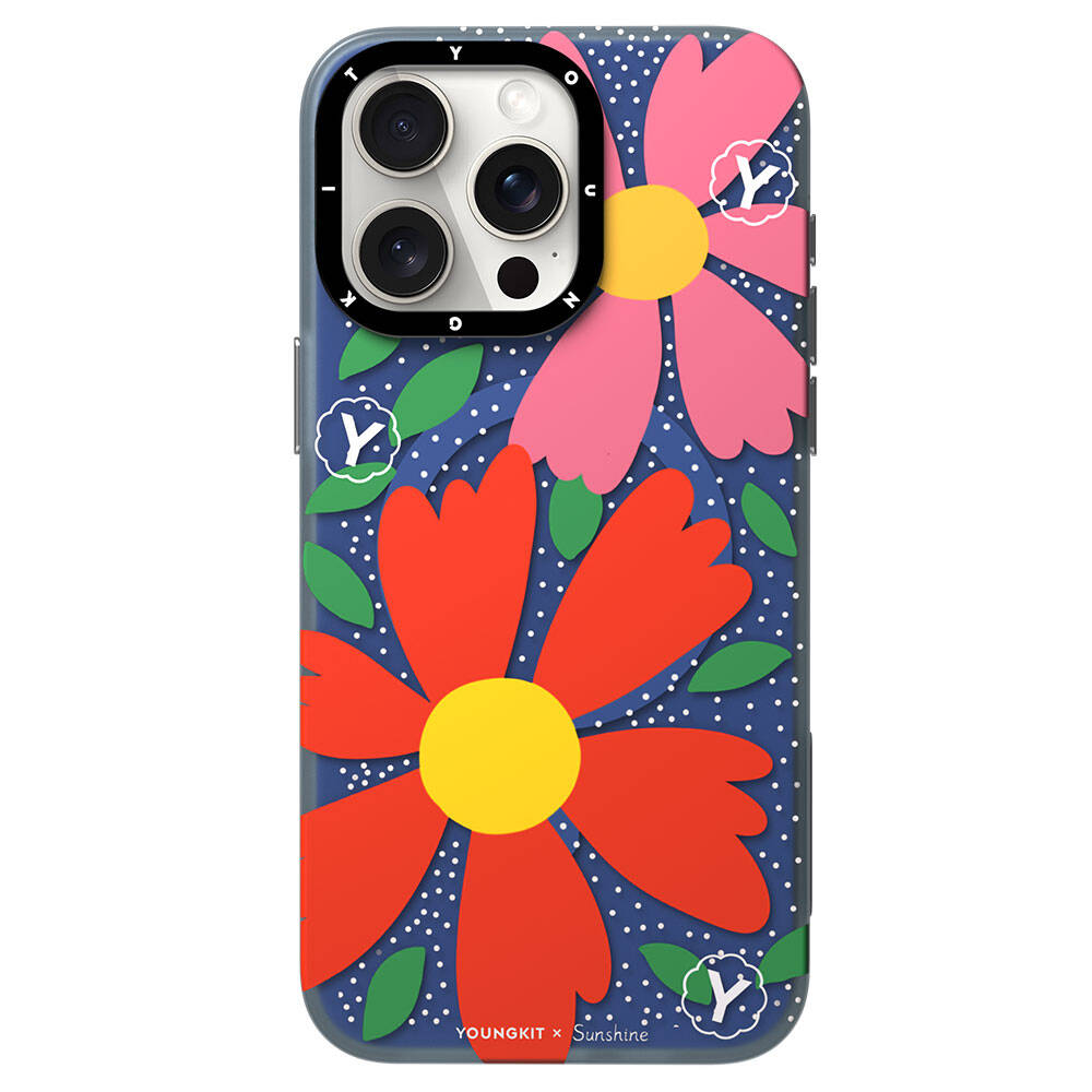 Apple iPhone 14 Pro Kılıf M-safe Şarj Özellikli Sunshine Tasarımlı Youngkit Colorful Serisi Kapak Kırmızı