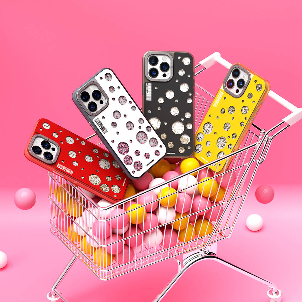 Apple iPhone 14 Pro Kılıf M-safe Şarj Özellikli Youngkit Quicksand Beads Serisi Kapak Siyah