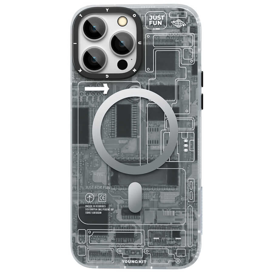 Apple iPhone 14 Pro Kılıf M-safe Şarj Özellikli YoungKit Technology Serisi Kapak Kırmızı