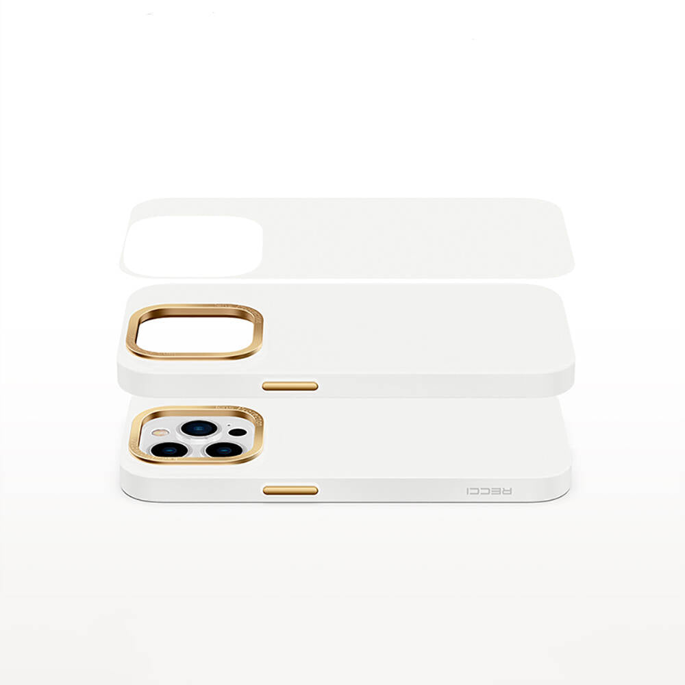 Apple iPhone 14 Pro Kılıf Metal Kamera Çerçeveli Recci Glaze Serisi Kapak Siyah