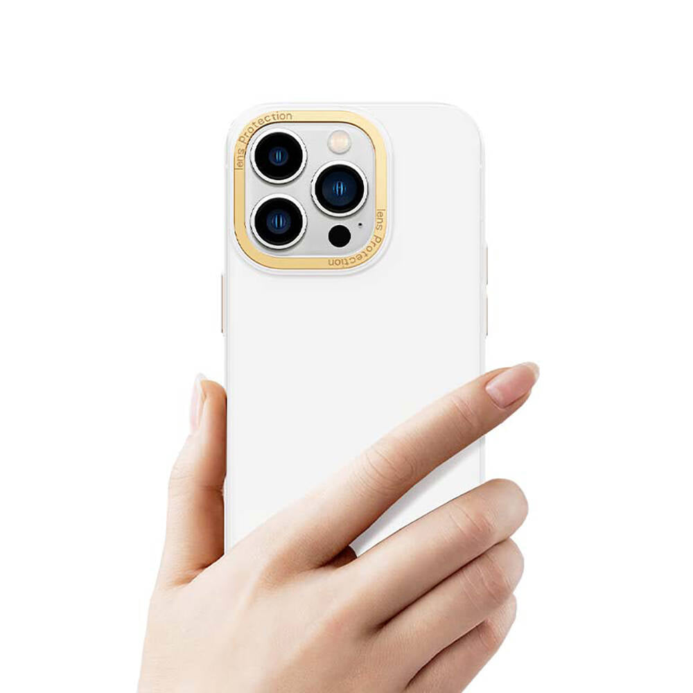 Apple iPhone 14 Pro Kılıf Metal Kamera Çerçeveli Recci Glaze Serisi Kapak Siyah