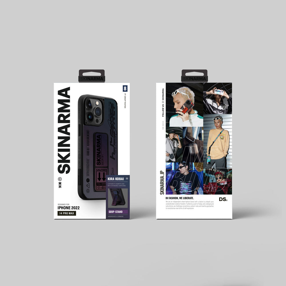 Apple iPhone 14 Pro Kılıf SkinArma Holografik Tasarımlı Standlı Deri Görünümlü Kira Kobai Kapak Colorful