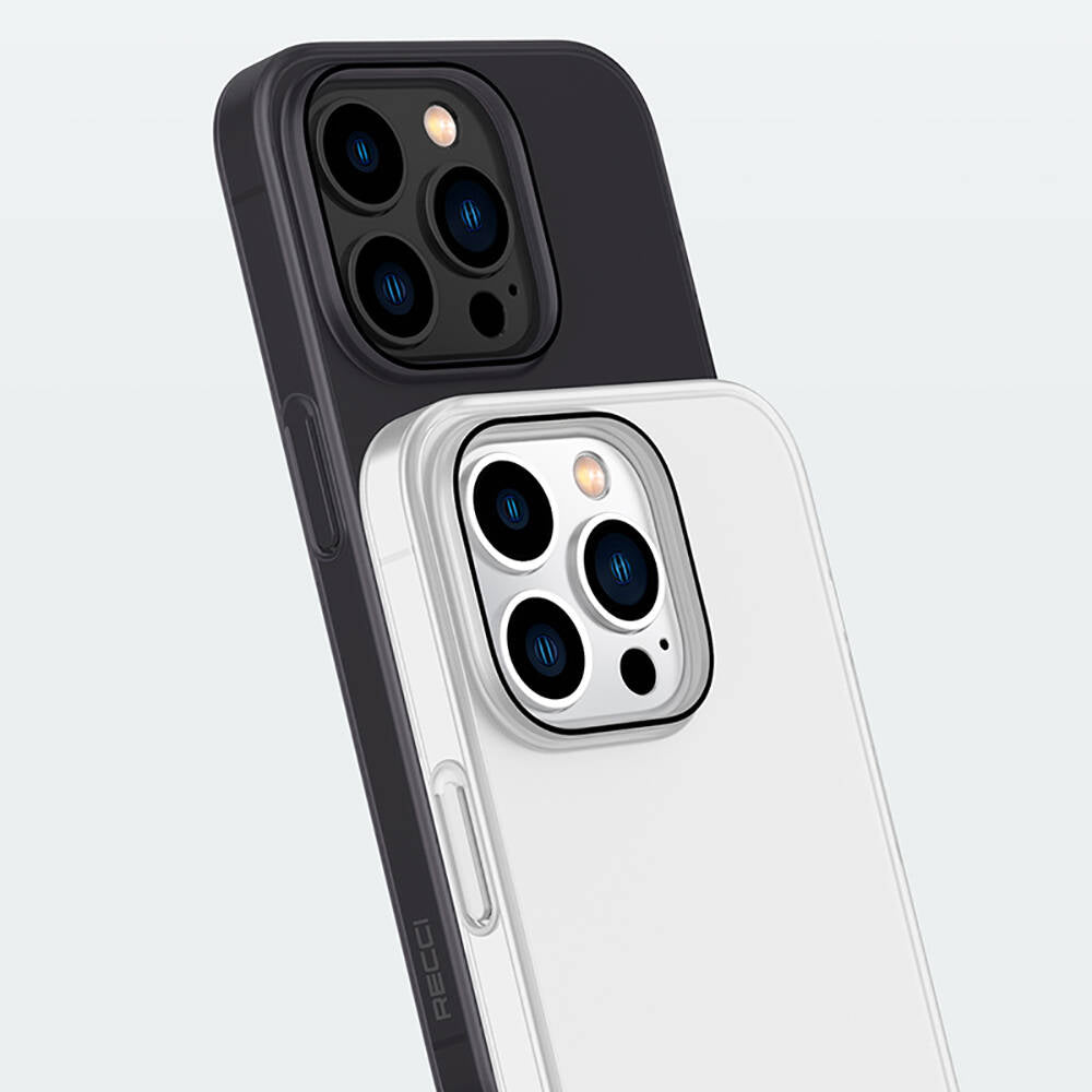 Apple iPhone 14 Pro Kılıf Ultra İnce Mat PC Arka Yüzey Recci Elite Serisi Kapak Gri